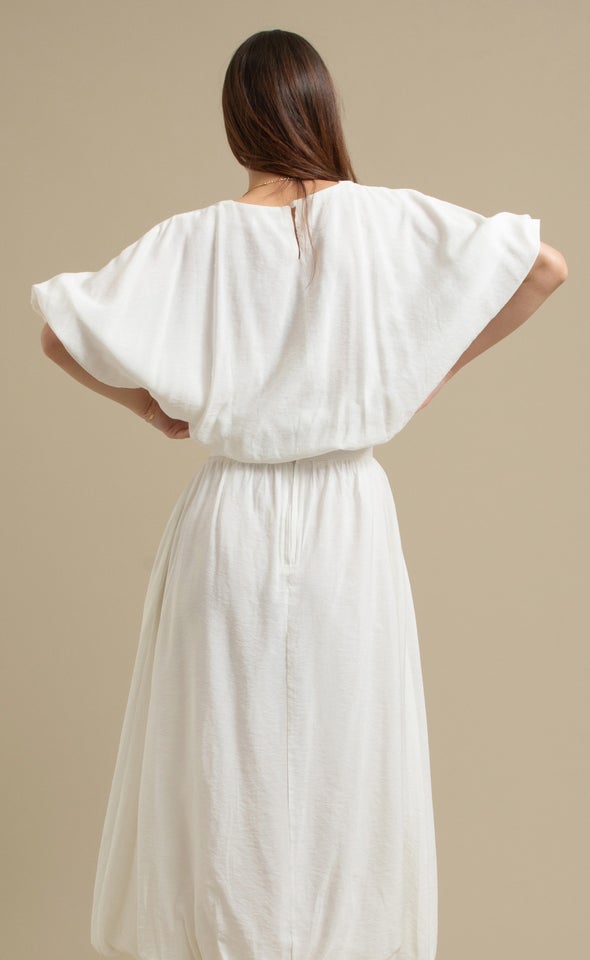 Rayon Puff Short Sleeve Top Cream