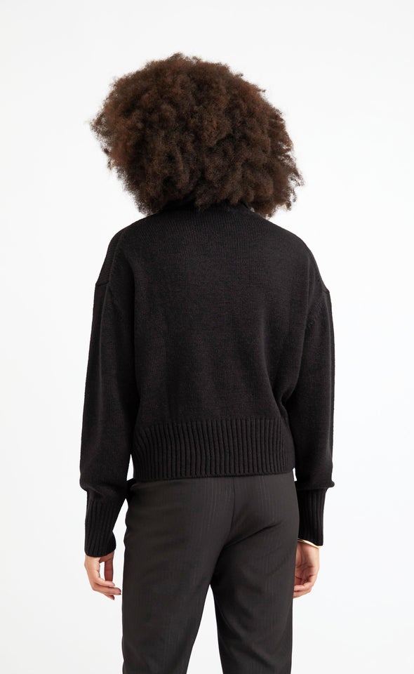 Relaxed Fit Turtleneck Sweater Black