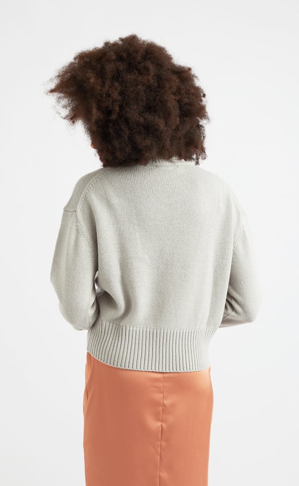 Relaxed Fit Turtleneck Sweater Grey Marle