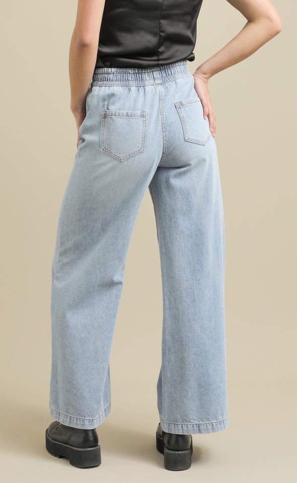 Relaxed Waistband Jeans Blue