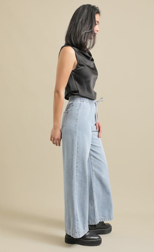Relaxed Waistband Jeans Blue