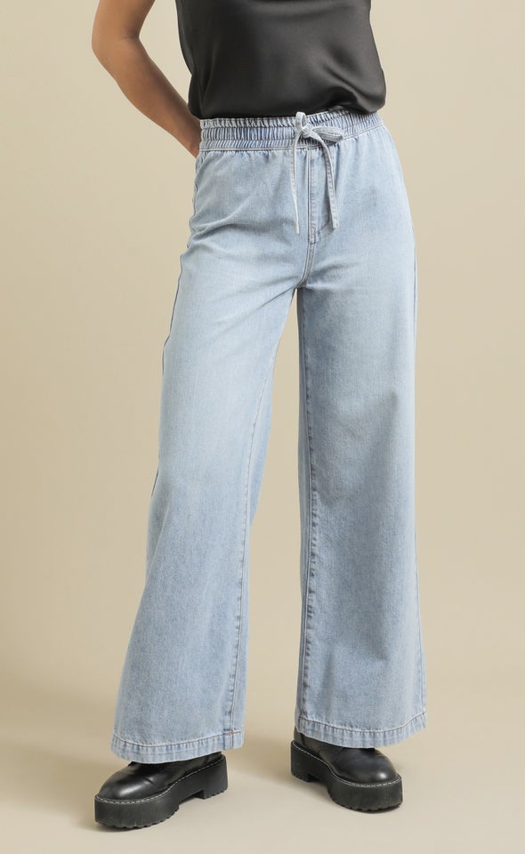 Relaxed Waistband Jeans Blue
