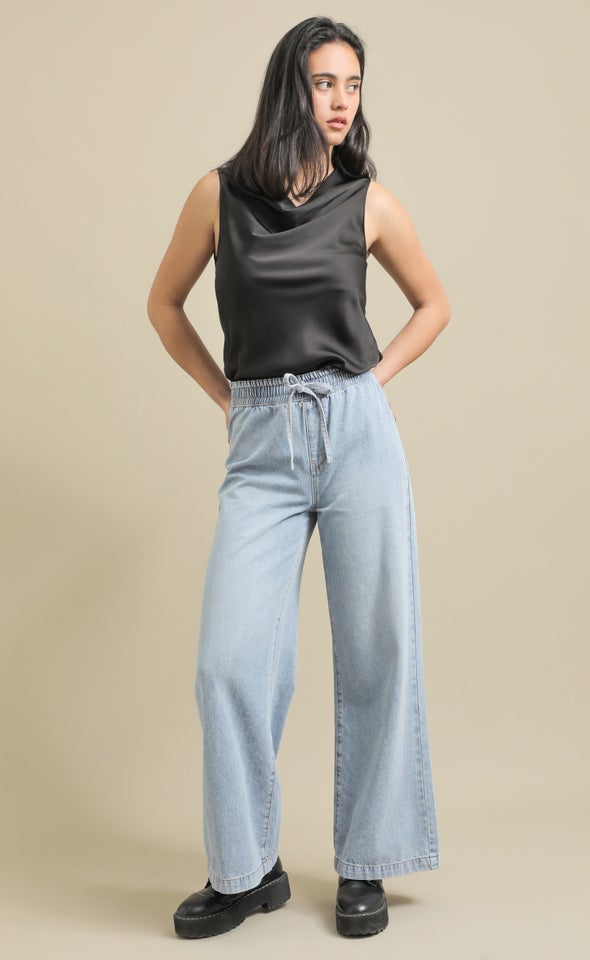 Relaxed Waistband Jeans Blue