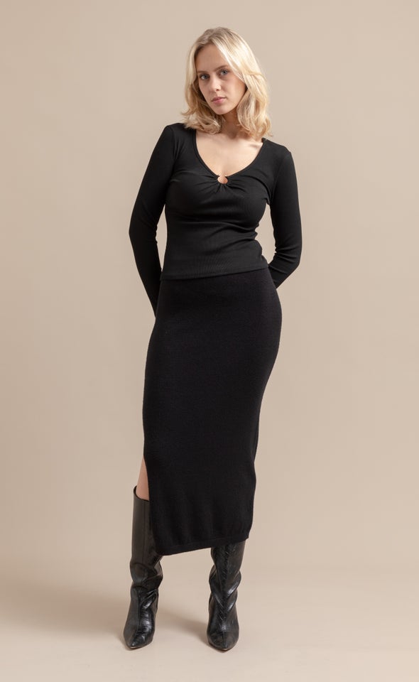 Rib Jersey LS Top Black