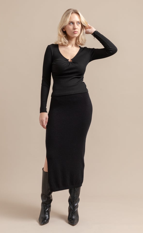 Rib Jersey LS Top Black