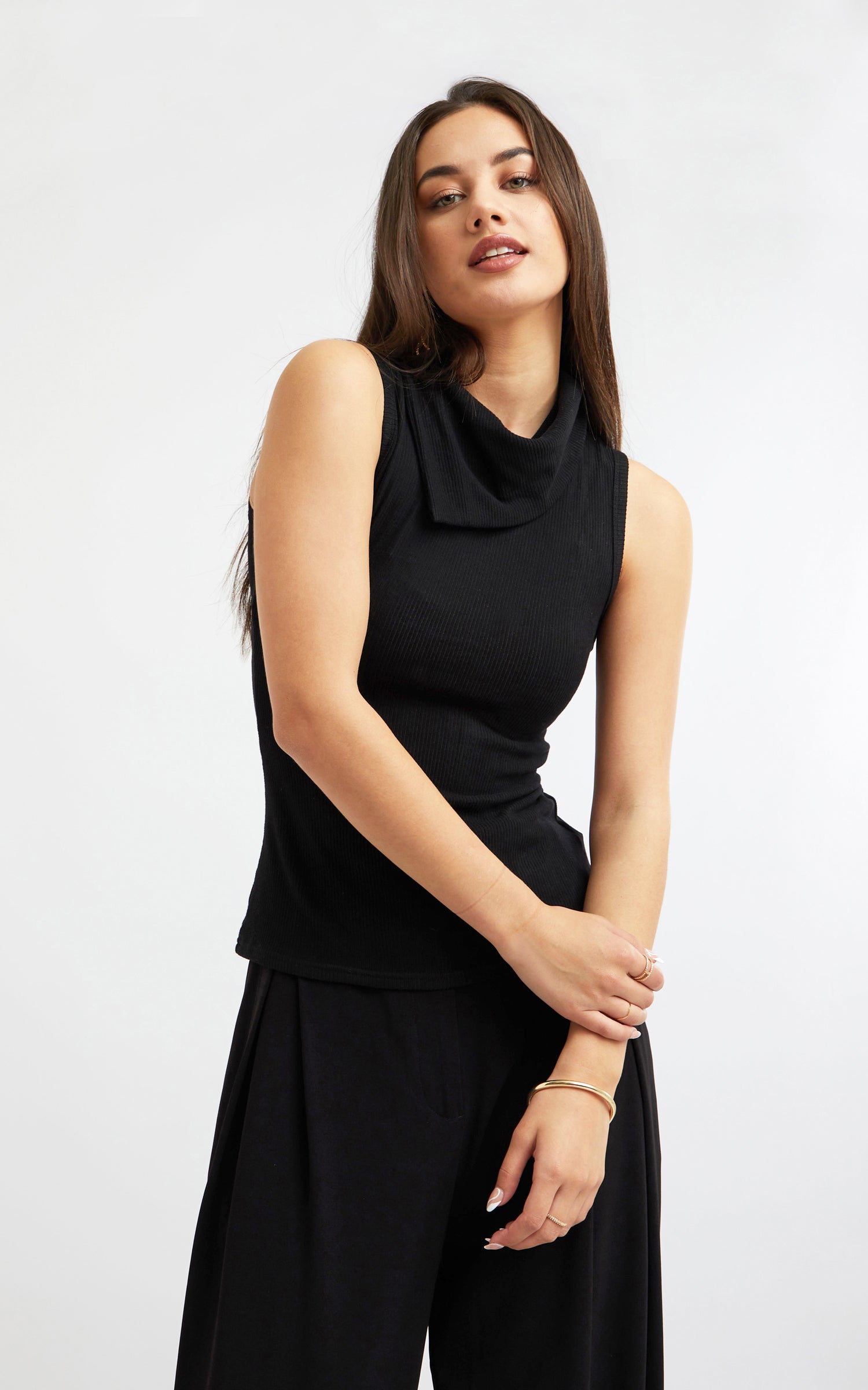 Luxury Knit Draped-Neck Set