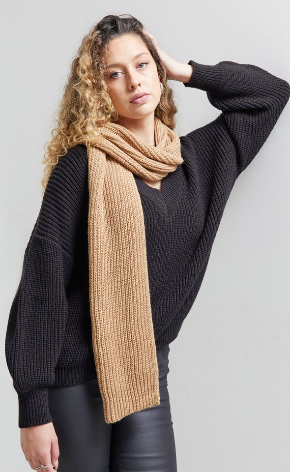 Ribbed Scarf Camel