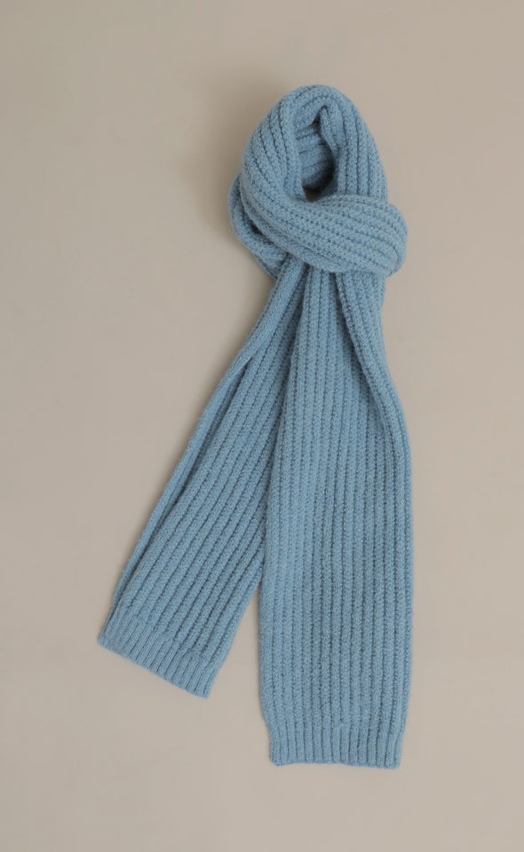 Ribbed Woolly Scarf Blue