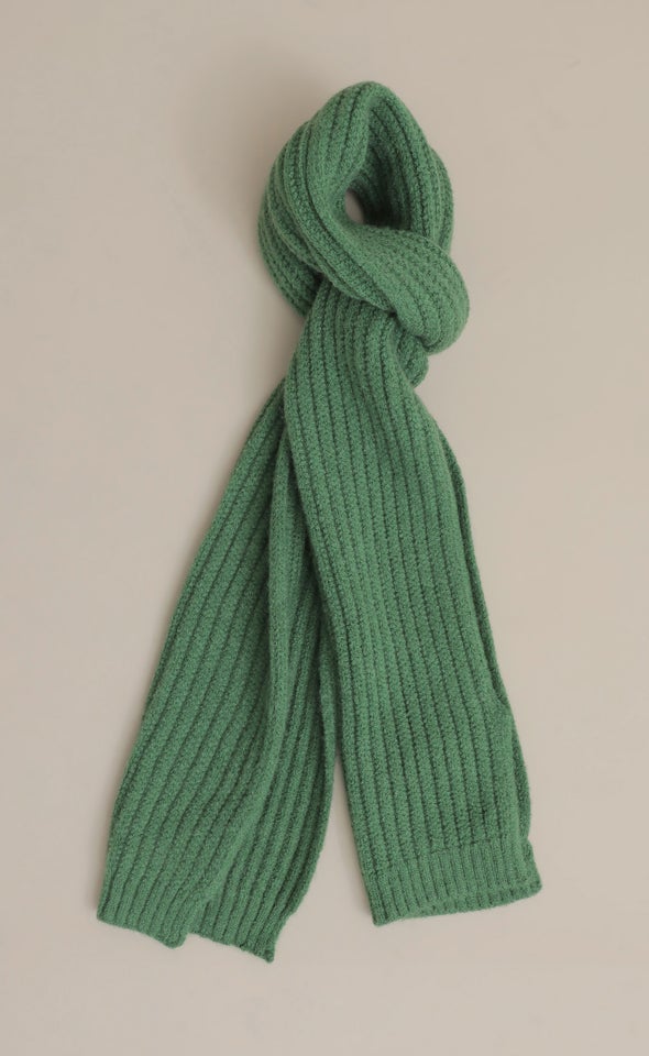 Ribbed Woolly Scarf Green