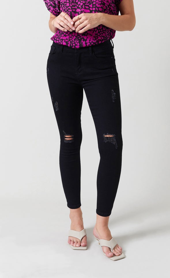 Ripped Knee Skinnys Black