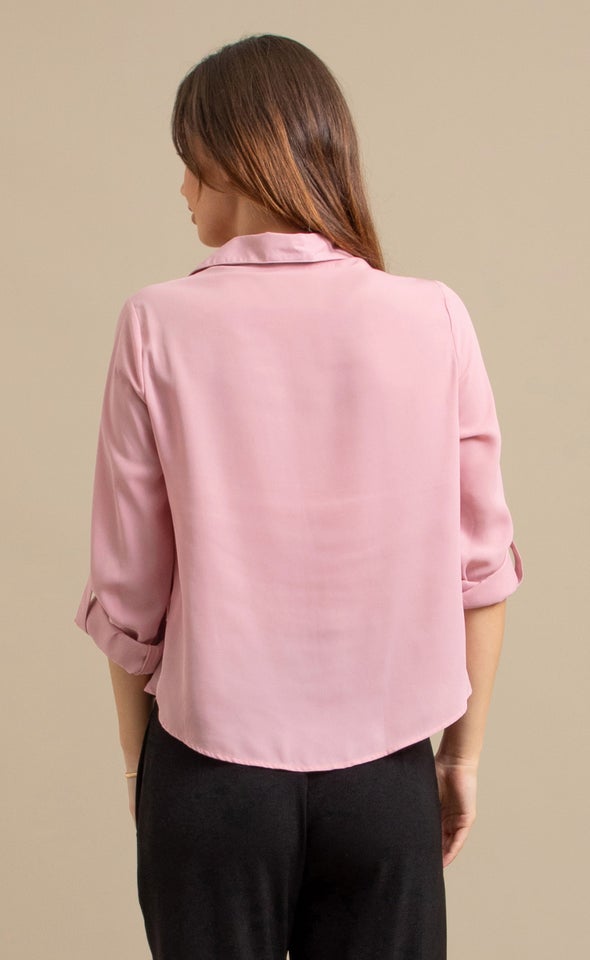 Roll Sleeve Knot Front Shirt Dusky