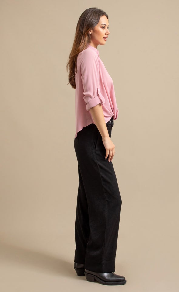 Roll Sleeve Knot Front Shirt Dusky