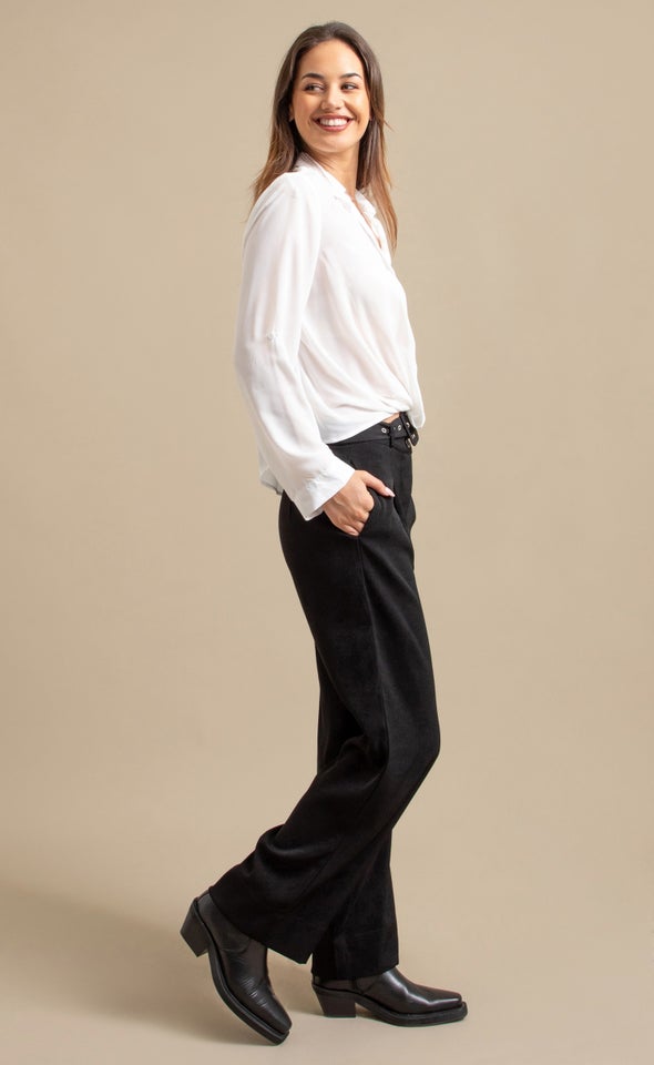 Roll Sleeve Knot Front Shirt White
