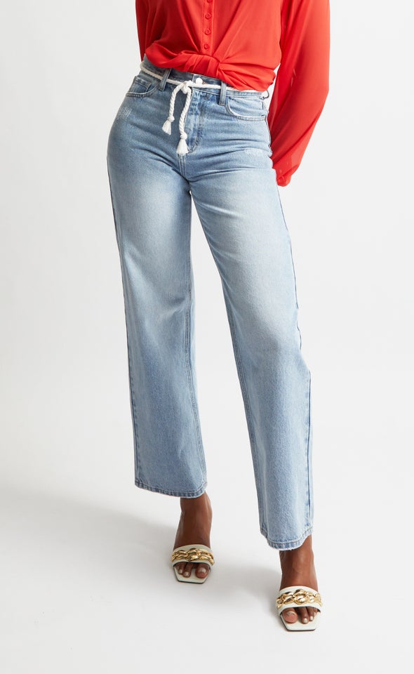 Rope Tie Wide Leg Jeans Pagani