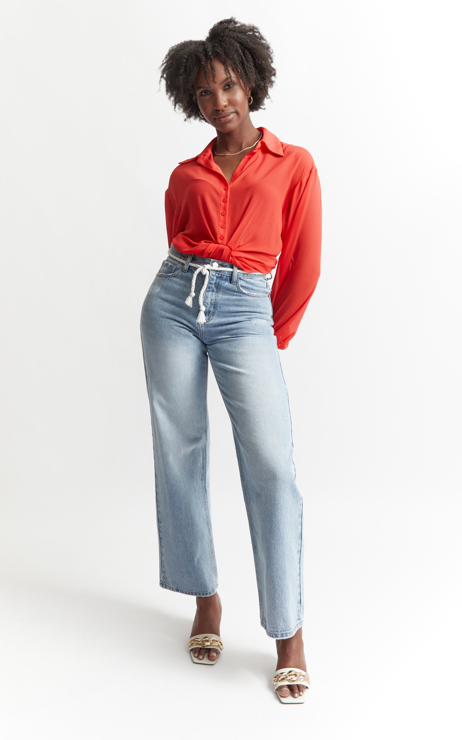 Rope Tie Wide Leg Jeans Pagani