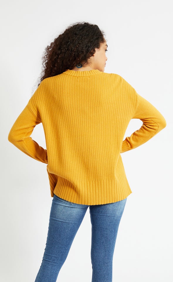 Round Neck Longline Sweater Caramel