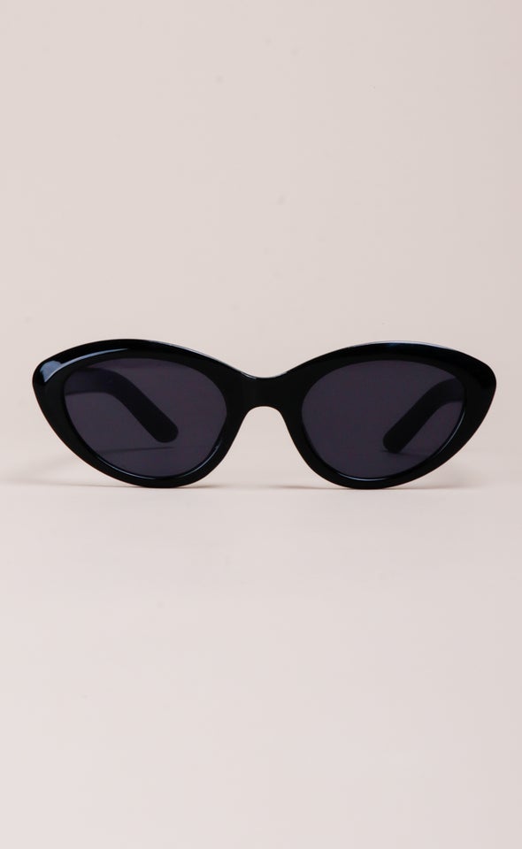 Rounded Cateye Sunglasses Black