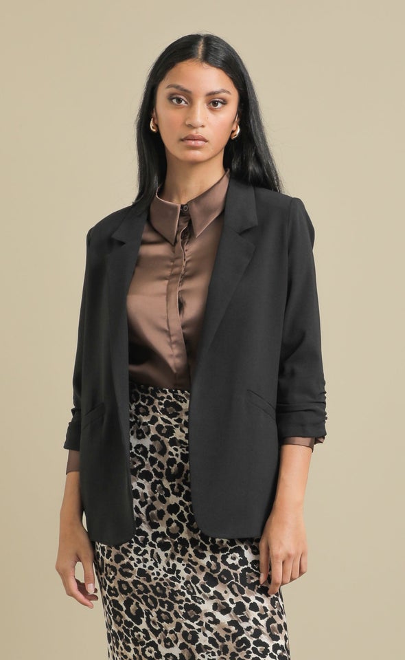 Ruched Sleeve Blazer