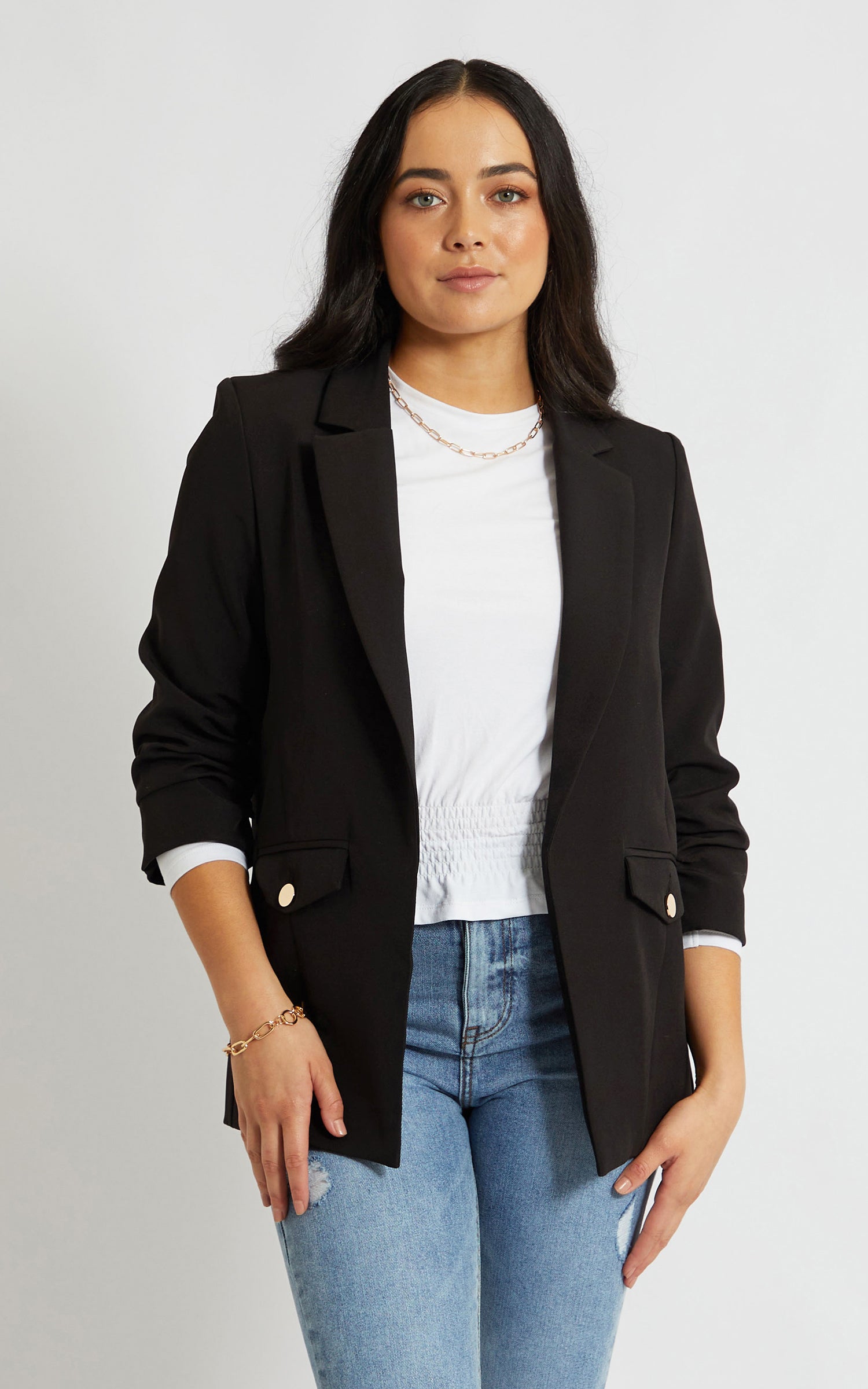 ruched blazer jacket