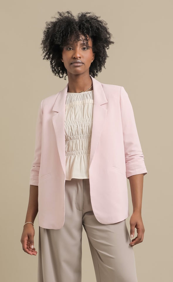 Ruched Sleeve Blazer