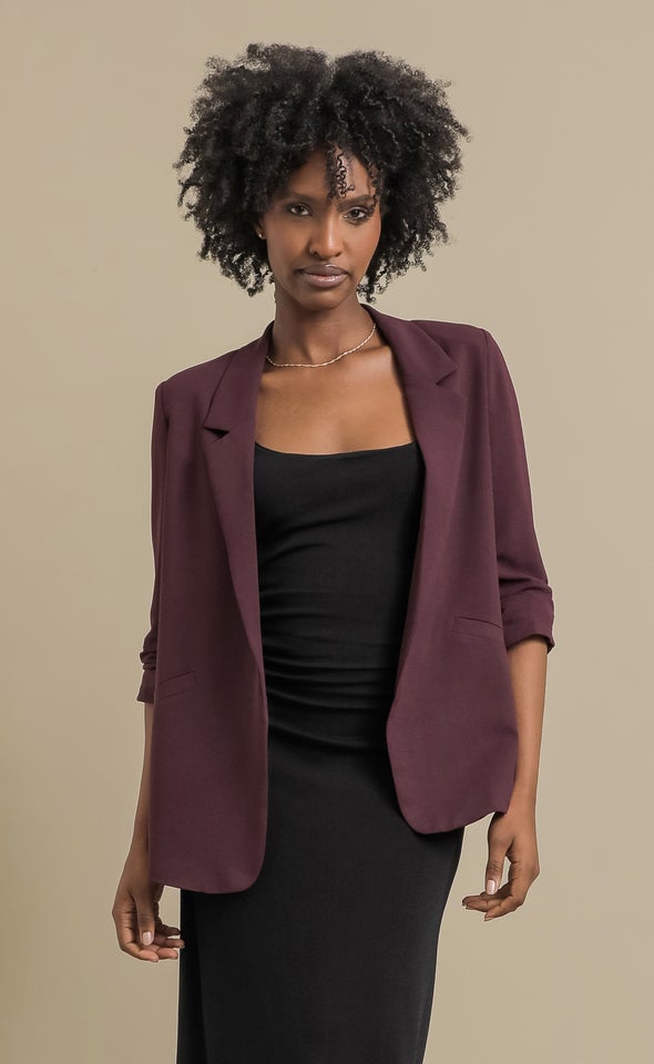Ruched Sleeve Blazer