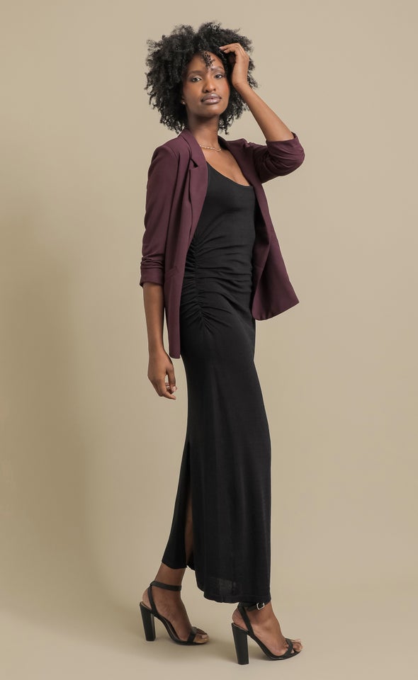 Ruched Sleeve Blazer Cherry