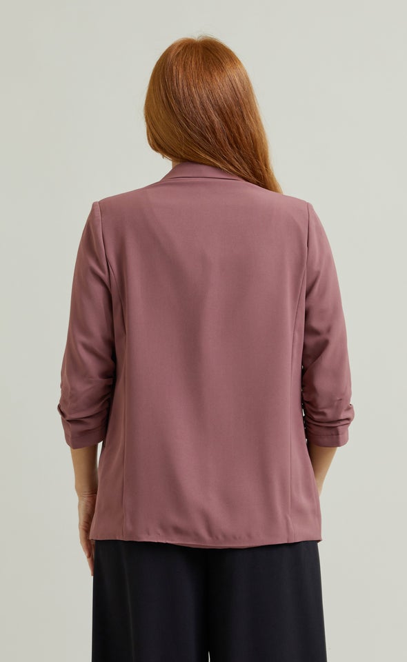 Ruched Sleeve Blazer Cocoa