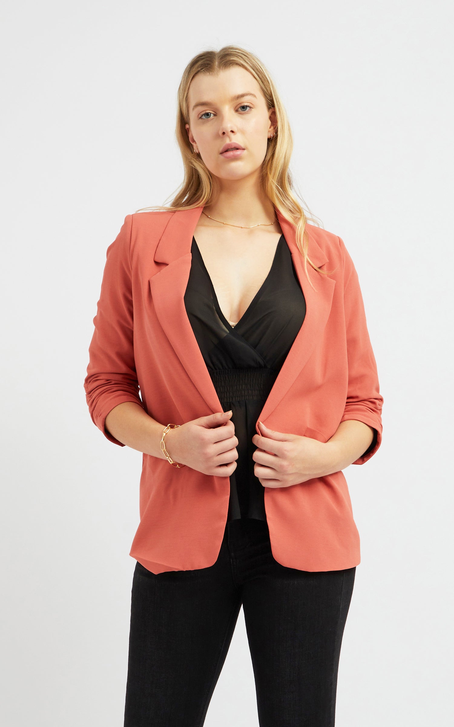 ruched sleeve jacket