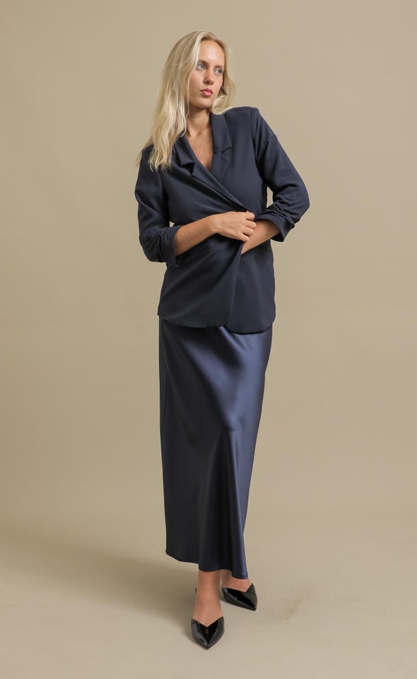 Ruched Sleeve Blazer Midnight