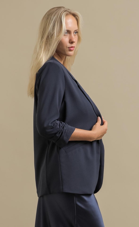 Ruched Sleeve Blazer Midnight