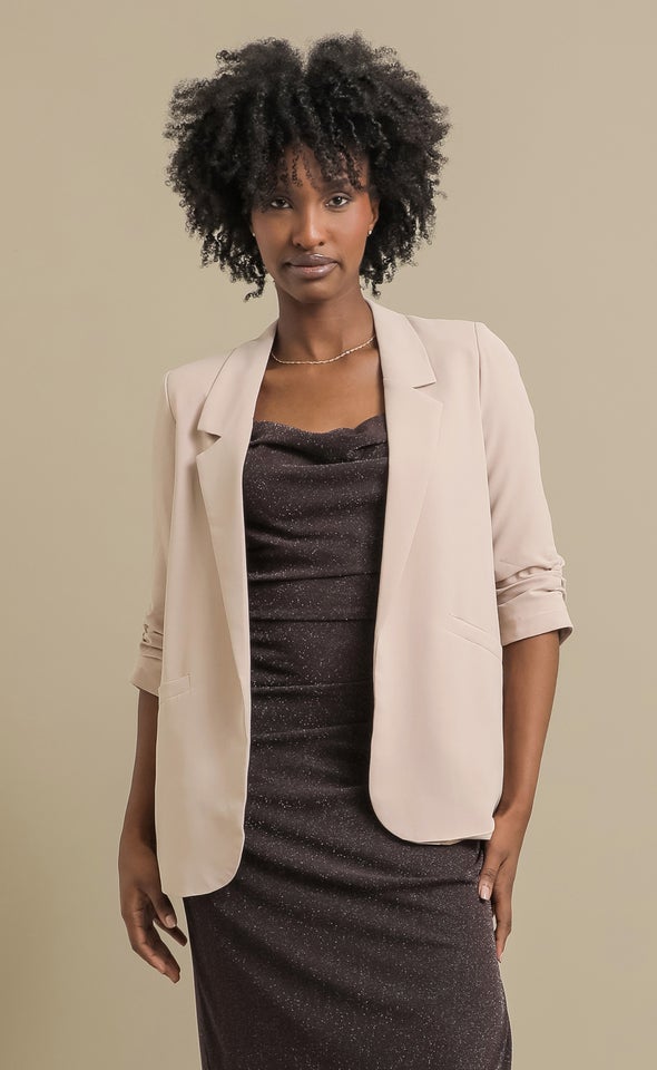 Ruched Sleeve Blazer