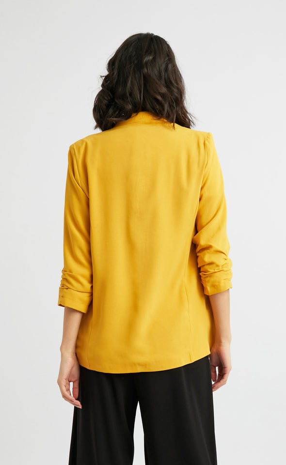 Ruched Sleeve Blazer Ochre