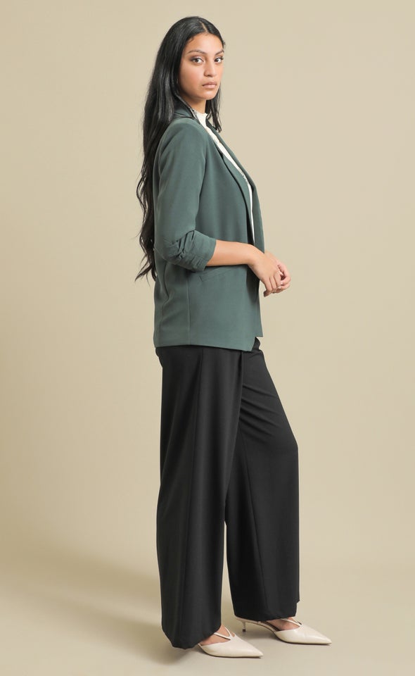 Ruched Sleeve Blazer Olive