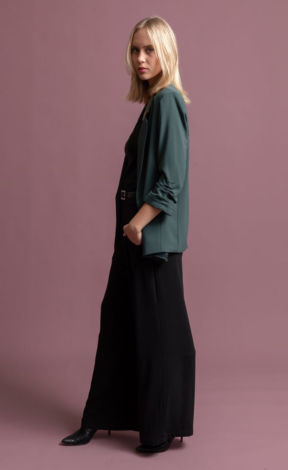 Ruched Sleeve Blazer Olive