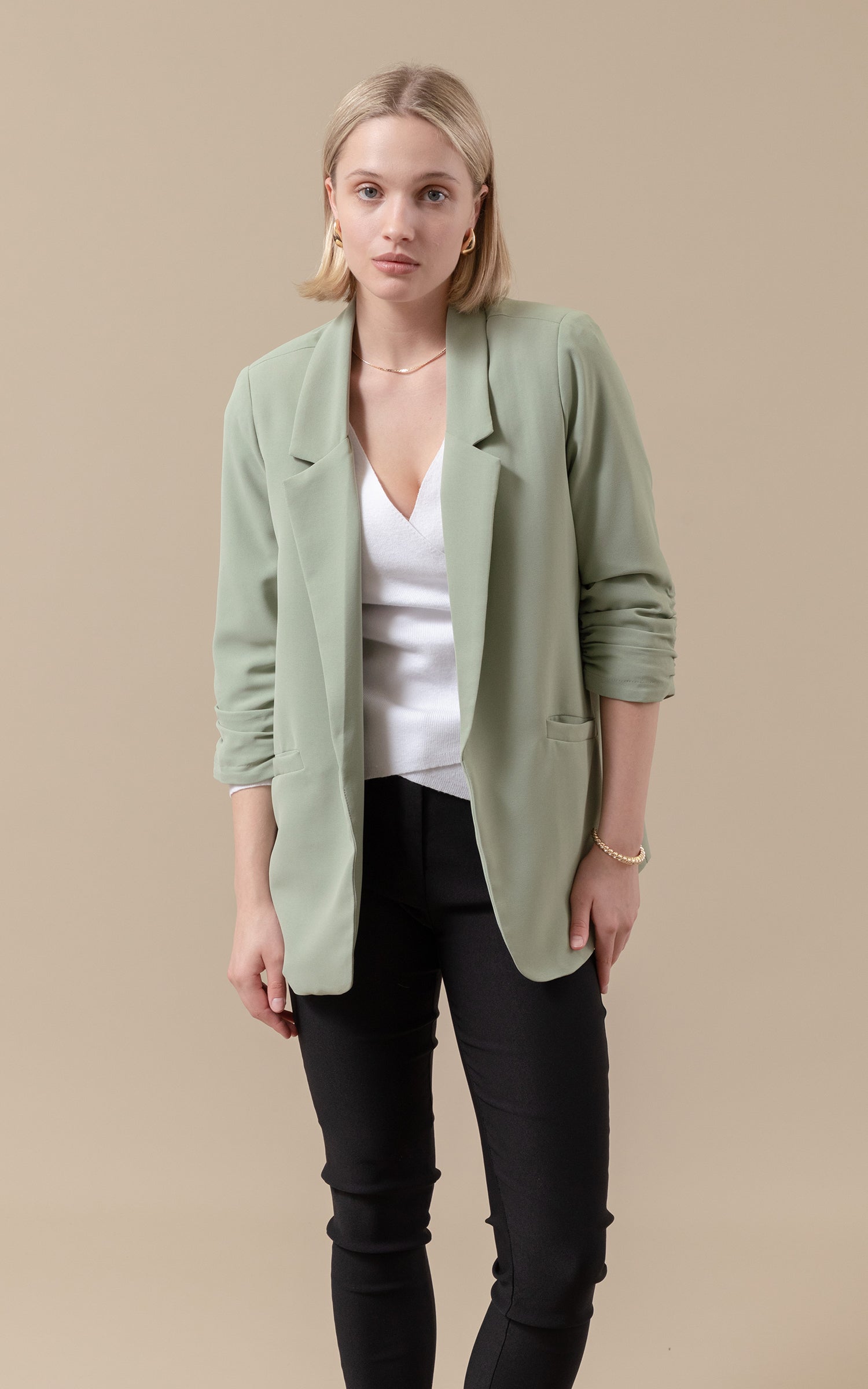 Ruched Sleeve Blazer Pagani