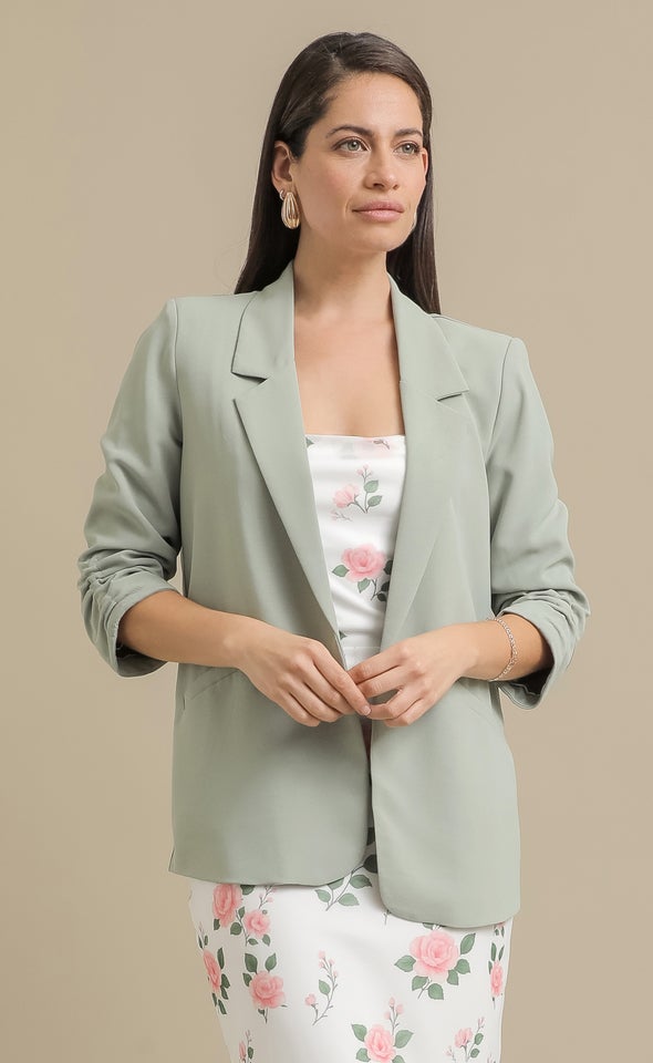 Ruched Sleeve Blazer