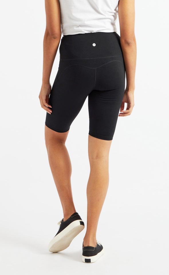 Ruched Waist Bike Short Black