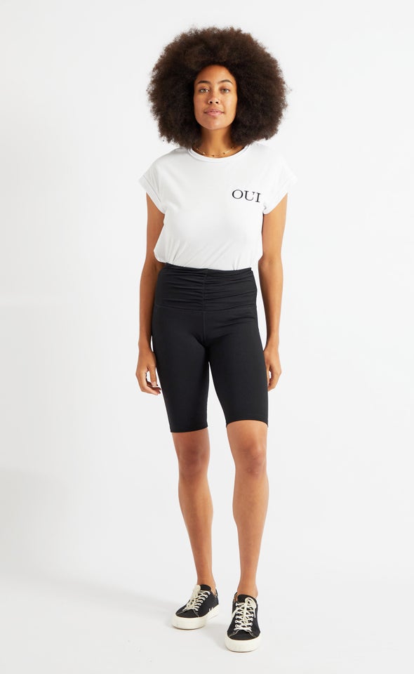Ruched Waist Bike Short Black