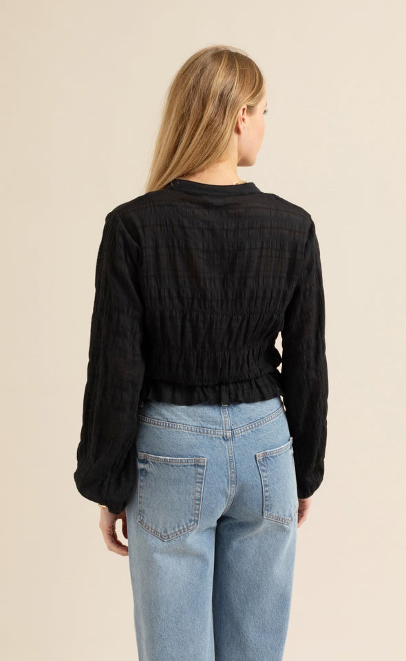 Ruffle Hem Shirt Black