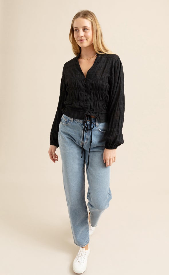 Ruffle Hem Shirt Black