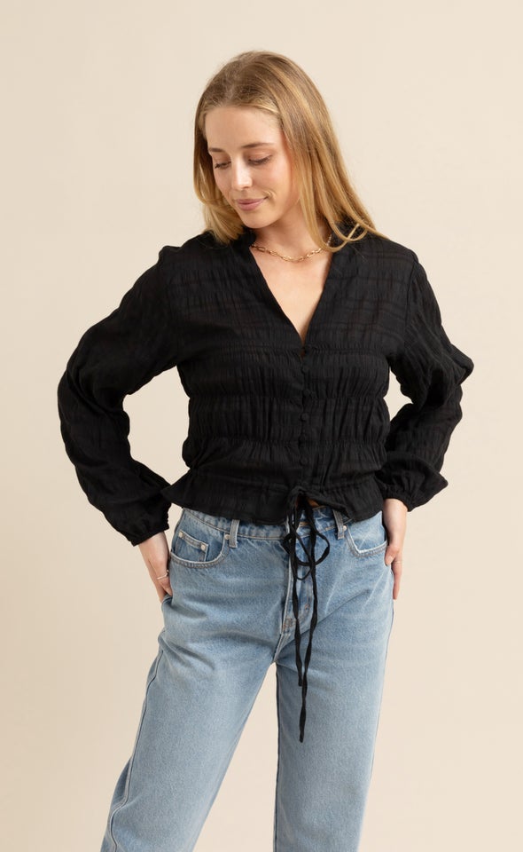 Ruffle Hem Shirt Black