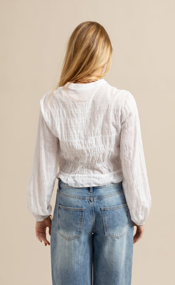 Ruffle Hem Shirt White