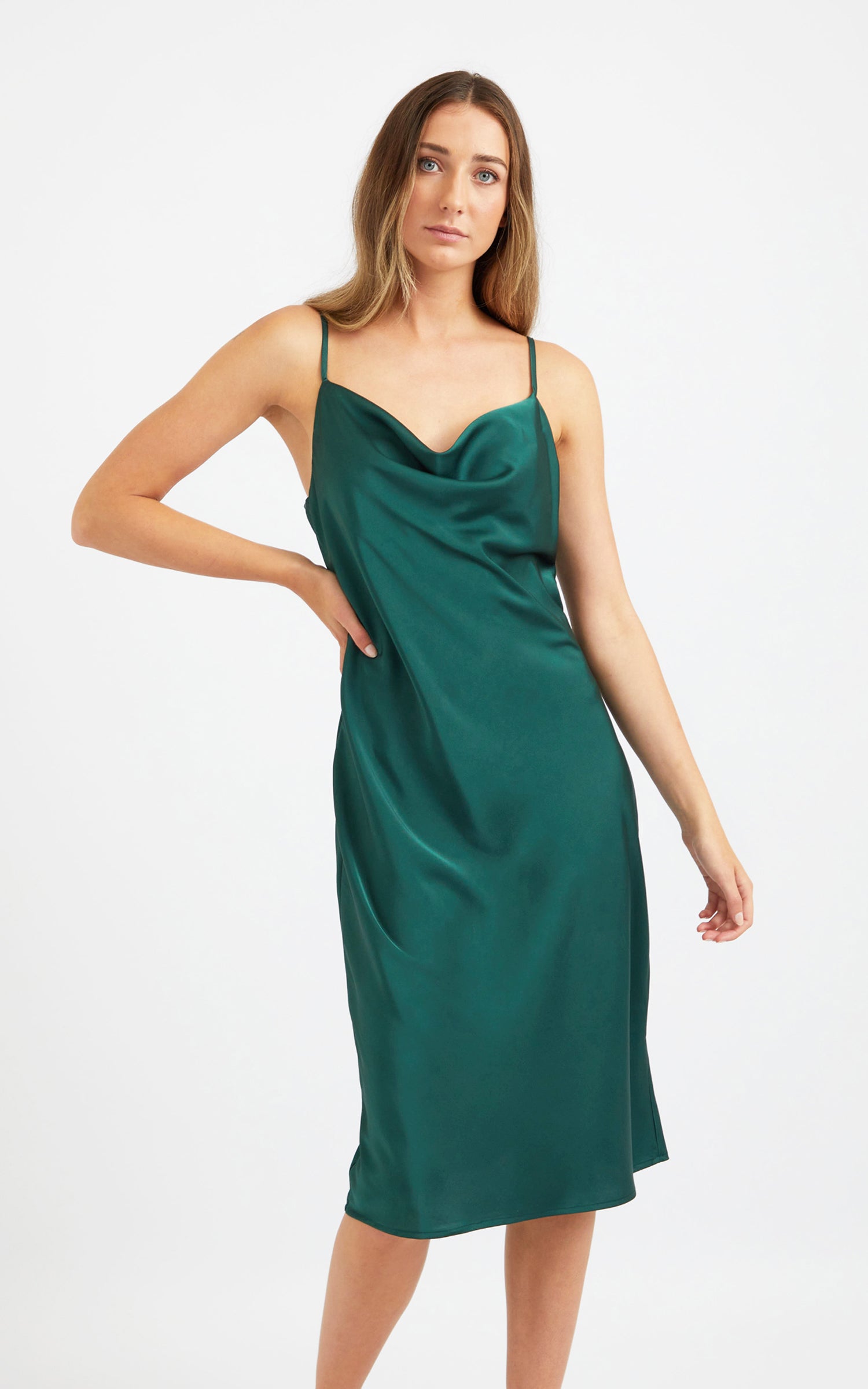 Satin Bias Cowl Slip Dress | Pagani