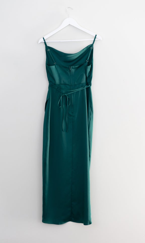Satin Bias Cowl Wrap Gown Forest Green
