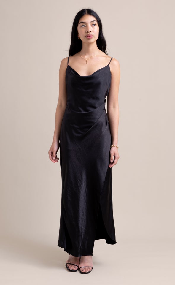 Satin Bias Pleat Detail Gown | Pagani