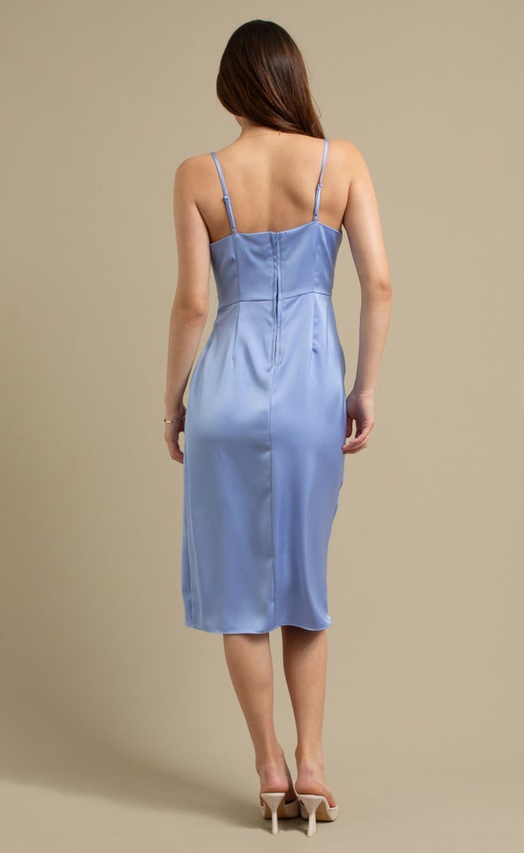 Satin Bias Split Detail Dress Heather