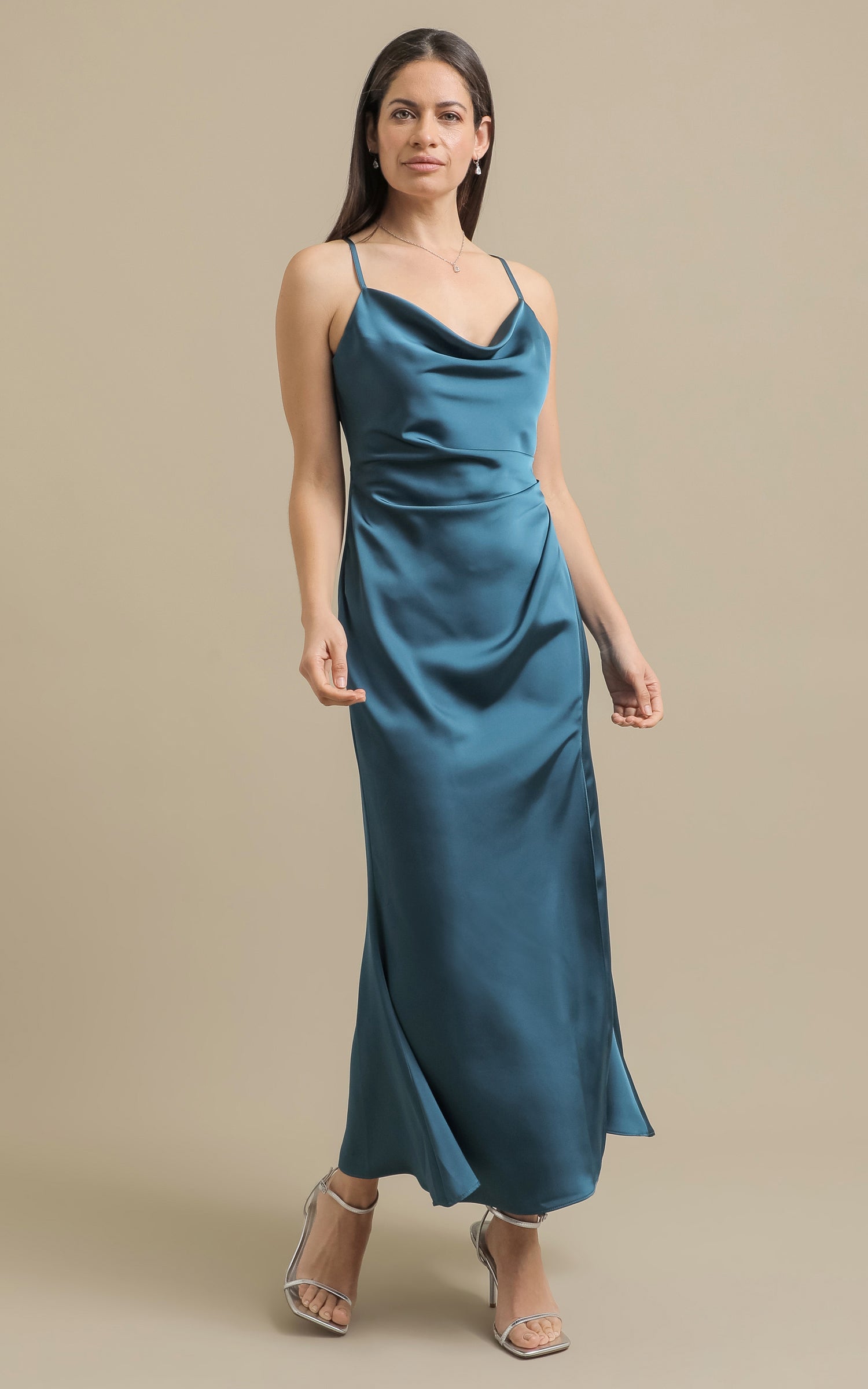 Bow Tie Pagani Nz Evening Dresses Shop Our Satin Bias Pleat Detail Gown In  Blue Heather Pagani