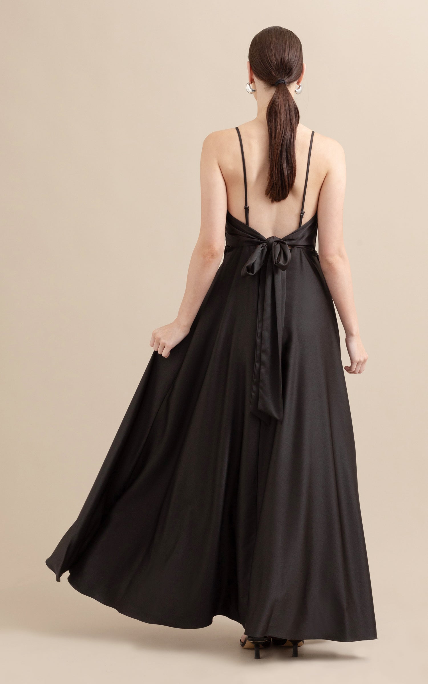 Satin Bow Tie Back Gown Pagani