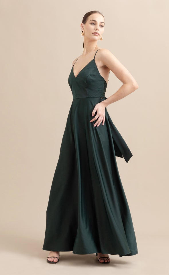 Satin Bow Tie Back Gown