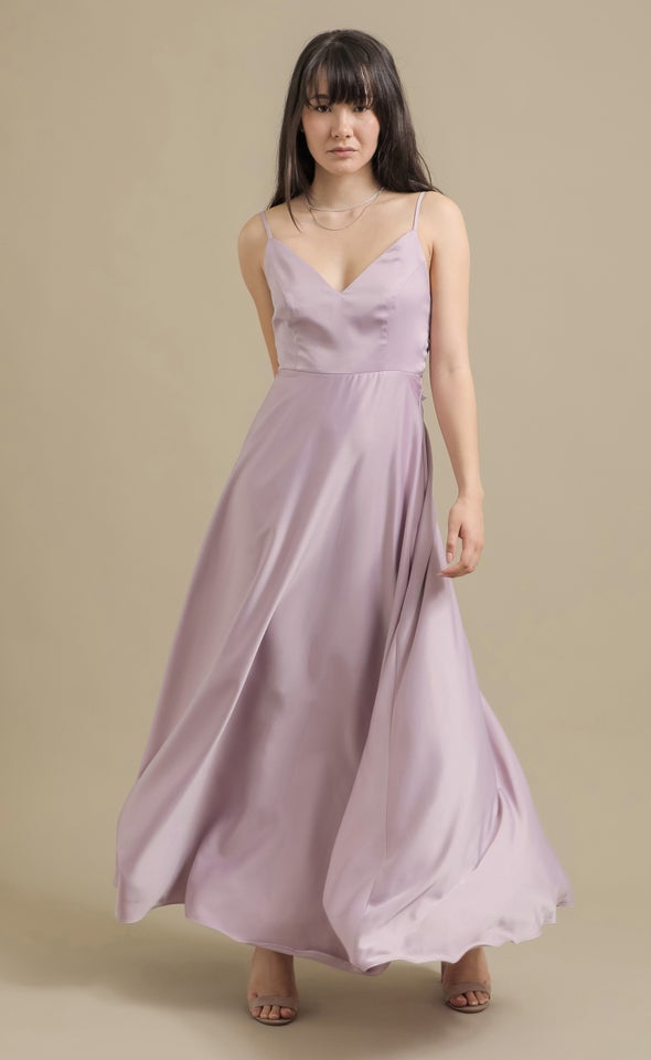 Satin Bow Tie Back Gown Lilac
